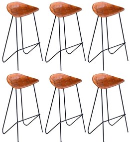 vidaXL Σκαμπό Μπαρ 6 τεμ. Καφέ από Γνήσιο Δέρμα