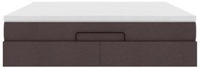 vidaXL Οθωμανικό κρεβάτι με στρώμα σκούρο καφέ 160x200cm ύφασμα