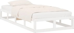 vidaXL Πλαίσιο Κρεβατιού Λευκό 75x190 εκ. Μασίφ Ξύλο Small Single