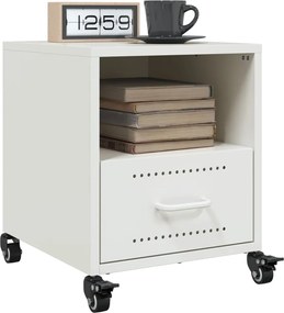 vidaXL Κομοδίνο Λευκό 36x39x43,5 εκ. από Χάλυβα