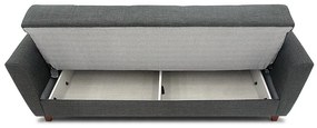 Καναπές - κρεβάτι Jason Megapap τριθέσιος υφασμάτινος με αποθηκευτικό χώρο σε σκούρο γκρι - μαύρο 216x85x91εκ.