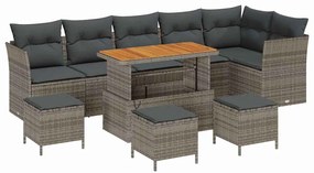 vidaXL Σετ Καναπέ Κήπου με μαξιλάρι 10 pcs Γκρι 110 x 55 x 71 εκ