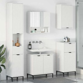 vidaXL Σετ Επίπλων Μπάνιου Λευκό Μηχανικά επεξεργασμένο ξύλο, Μέταλλο
