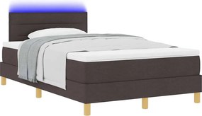 vidaXL LED Κρεβάτι με βάθρο Σκούρο Καφέ 120 x 200 cm ύφασμα