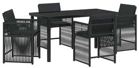 vidaXL Σέτ φαγητού για κήπο 5 pcs Μαύρο συνθετικό ρατάν