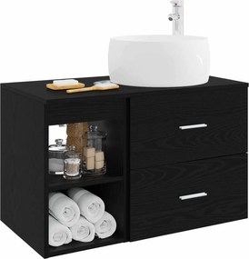 vidaXL Σετ Επίπλων Μπάνιου 2 pcs Μαύρη Δρυς Επεξεργασμένο Ξύλο