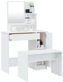 vidaXL Μπουντουάρ Σετ Γυαλιστερό Λευκό 86,5x35x136 εκ.
