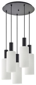 Φωτιστικό Οροφής SE21-BL-4-5BL-GL3 ADEPT TUBE Black Pendant White Glass+ - Μέταλλο - 77-8566