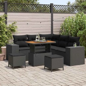 vidaXL Σετ Καναπέ Κήπου 8 pcs Μαύρο συνθετικό ρατάν