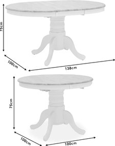 Tραπέζι Lars pakoworld επεκτεινόμενο ξύλο-MDF λευκό-φυσικό Φ100(+38)x100x75εκ