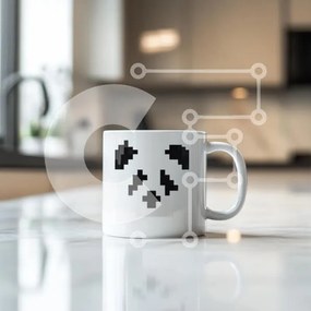 Intra Συλλεκτικό Ξύλινο Παζλ Plywood  4mm - Κούπα Panda Pixelated σε μαρμάρινο πάγκο Σε Ξύλινο Κουτί - Διαστάσεις: 10x10 cm – 25 κομμάτια