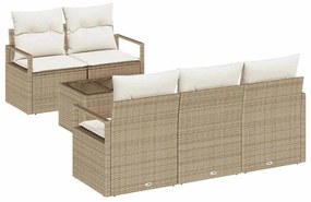 vidaXL Σετ Καναπέ Κήπου με μαξιλάρι 6 pcs Μπεζ, Κρέμα 55 x 55 x 37 εκ