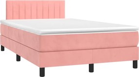 vidaXL Κρεβάτι Boxspring με Στρώμα Ροζ 120x200 εκ. Βελούδινο