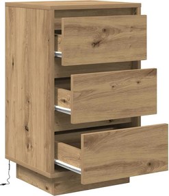 vidaXL Κομοδίνο με φώτα LED Artisan Oak 38x34x65 cm