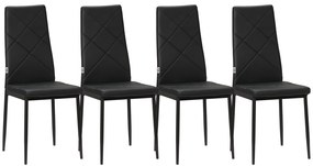 HOMCOM Σετ 4 καρεκλών τραπεζαρίας, μοντέρνος σχεδιασμός, 41 cm x 50 cm x 97 cm, Μαύρο