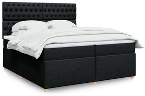 vidaXL Κρεβάτι Boxspring με Στρώμα Μαύρο 200x200 εκ. Υφασμάτινο