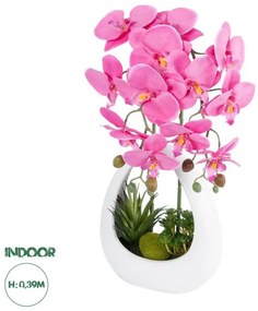 Artificial Garden HOT PINK ORCHID 21127 Διακοσμητικό Φυτό Έντονο Ροζ Ορχιδέα Υ39cm Globostar 21127 Φούξια