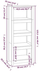 Βιβλιοθήκη Μελί 50x35x125,5 εκ. από Μασίφ Ξύλο Πεύκου - Καφέ