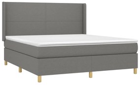 Κρεβάτι Boxspring με Στρώμα &amp; LED Σκ.Γκρι 160x200 εκ Υφασμάτινο - Γκρι