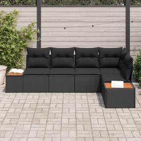 vidaXL Σετ Καναπέ Κήπου με μαξιλάρι 5 pcs Μαύρο Πολυ ράταν