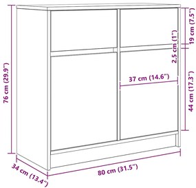 Συρταριέρα με Συρτάρια Γκρι Sonoma 80x34x76 εκ. από Επεξ. Ξύλο - Γκρι