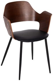 Καρέκλα Velp HM9616.03 55,5x50x79cm Με Μεταλλικά Πόδια Από Ξύλο Wallnut-Black Μέταλλο,Ύφασμα,Τεχνόδερμα