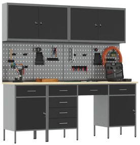 vidaXL Set Εργαλειοθήκης 10 Τεμαχίων Μαύρο Ατσάλι