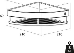 Tiger Cooper Ράφι Γωνιακό 21 cm Black / Polished gold 800563