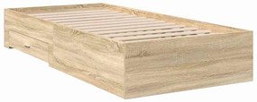 vidaXL Σκελετός Κρεβατιού Καφέ 90 x 190 cm Επεξεργασμένο ξύλο