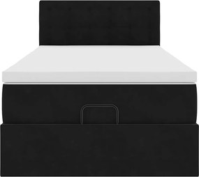 vidaXL Οθωμανικό κρεβάτι με στρώμα Μαύρο 100x200cm Velvet