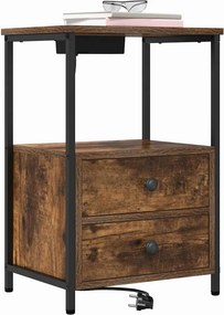 vidaXL Κομοδίνο 2 τεμ. Καπνιστό Δρύς 40 x 31 x 60 εκ.