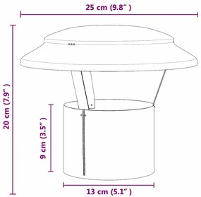 vidaXL Κάλυμμα Βροχής Καμινάδας Ασημί 25 x 25 x 20 εκ.