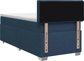 vidaXL Κρεβάτι Box Spring με Στρώμα και LED Μπλε 100 x 200 cm Ύφασμα