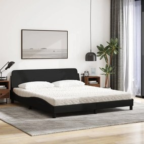 vidaXL Κρεβάτι με Στρώμα Dover Μαύρο 180x200 εκ. Υφασμάτινο