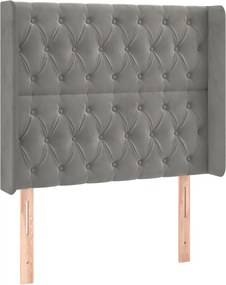 vidaXL Κρεβάτι Boxspring με Στρώμα &amp; LED Αν.Γκρι 90x190 εκ. Βελούδινο