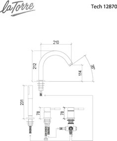 La Torre New Tech Chrome 12870 - Επικαθήμενη μπαταρία λουτρού 4 οπών
