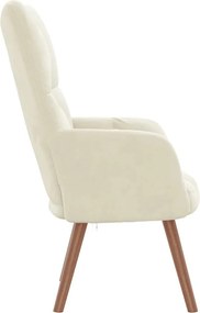 vidaXL Πολυθρόνα Relax Λευκό Κρεμ Βελούδινη