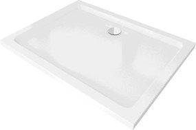 Mexen Flat ορθογώνιος ντους slim 80 x 70 cm, λευκό, σιφόνι χρώμιο - 40107080