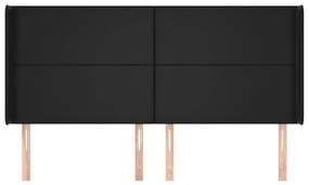 vidaXL Κεφαλάρι με Πτερύγια Μαύρο 203x16x118/128 εκ. Συνθετικό Δέρμα