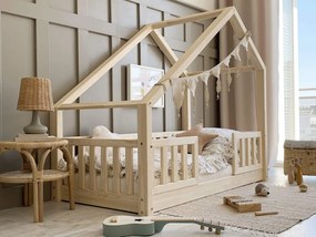 Κρεβάτι Παιδικό Montessori Coco Duo  με κάγκελα 30cm σε Φυσικό  Ξύλο  100×200cm  Luletto (Δώρο 10% έκπτωση στο Στρώμα)