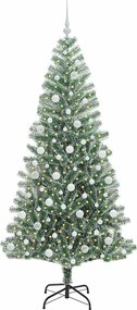vidaXL Τεχνητό Δέντρο Χριστουγέννων με Χιόνι και Φώτα LED 210 cm