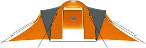 vidaXL Σκηνή Camping 9 Ατόμων Γκρι / Πορτοκαλί Υφασμάτινη