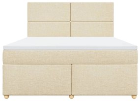 Κρεβάτι Boxspring με Στρώμα Κρεμ 180x200 εκ. Υφασμάτινο - Κρεμ