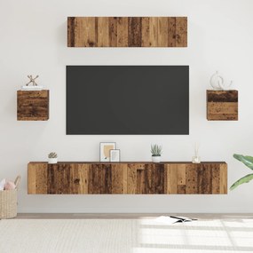 vidaXL Σετ επίπλου τηλεόρασης 7 pcs Παλαιό ξύλο 80 x 30 x 30 εκ