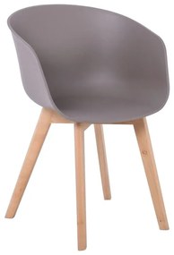 OPTIM Πολυθρόνα Ξύλινο Πόδι Οξιά Φυσικό, PP Sand Beige  54x51x79cm ΕΜ140,3