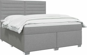 vidaXL Κρεβάτι box spring με στρώμα Ανοιχτό γκρι 160 x 200 cm Ύφασμα