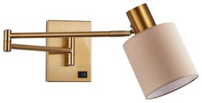 SE21-NM-52-SH3 ADEPT WALL LAMP Gold Matt Wall lamp with Switcher and Brown Shade+