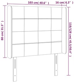 Κεφαλάρι με Πτερύγια Σκούρο Γκρι 103x16x118/128 εκ.Βελούδινο 3119623