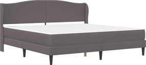 vidaXL Σκελετός κρεβατιού με στρώμα Γκρι 200 x 200 cm Τεχνητό Δέρμα