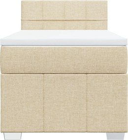 vidaXL Κρεβάτι Boxspring με Στρώμα Κρεμ 90x190 εκ.Υφασμάτινο